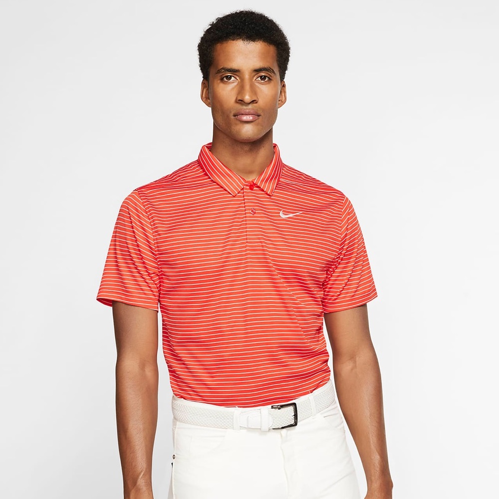 Nike Dri Fit Orange Stripe Short Sleeve Polo Shirt. Size XXL